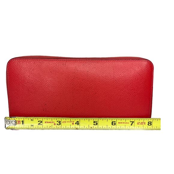 Hermès Silk-In Long Zip Wallet Red Epsom Leather Belt Strap Print Luxury Silk - Picture 5 of 16